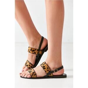 NWT Urban Outfitters Penny Animal Leopard Print Flats Sandals in Tan & Black 9